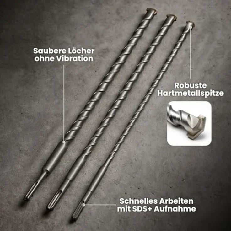 WALTER Bohrerset 3tlg., SDS+, 12, 16 und 24mm, 1000m Länge, Karbonstahl – Bild 5