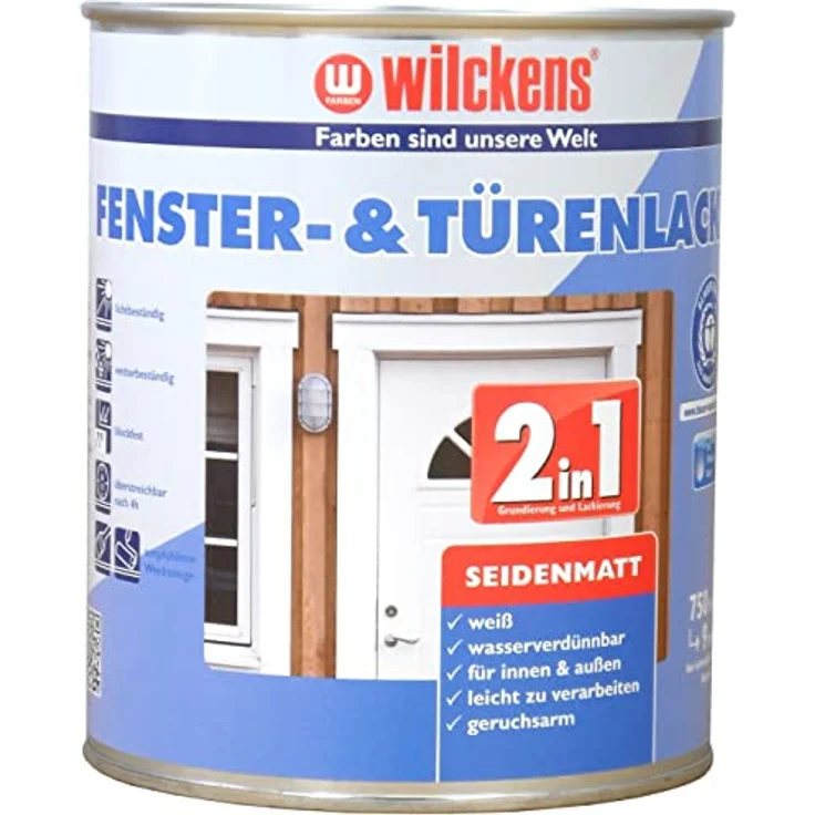 Wilckens Fenster & Türenlack 2in1, Weiß, seidenmatt 0,75l – Bild 2