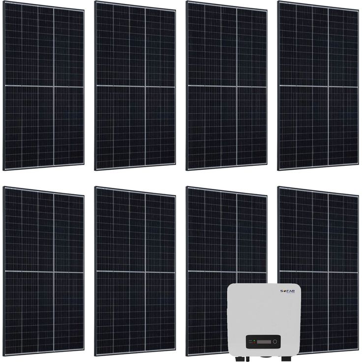 Juskys Solaranlage Set 3000 W Photovoltaik Anlage 8 Solarmodule, Wechselrichter und WLAN