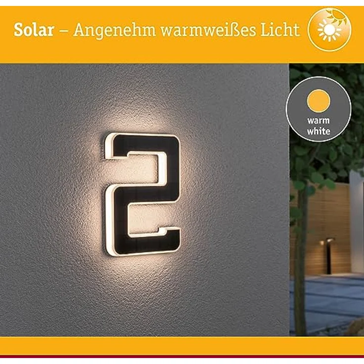Paulmann Outdoor Solar Hausnummer 2 3000K IP44 Akku wechselbar – Bild 5