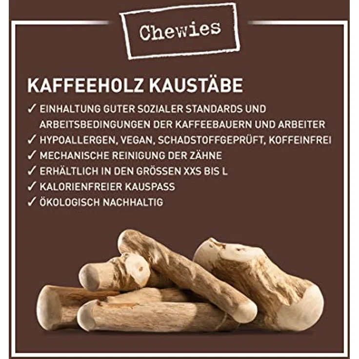 Chewies Kaffeeholz Kaustab für Hunde - Kauknochen Hunde-Spielzeug - 100 % natürliches Hundezubehör risikoarm & langlebig - Größe S: Für Hunde bis 12 kg Körpergewicht, S (1er Pack) – Bild 5