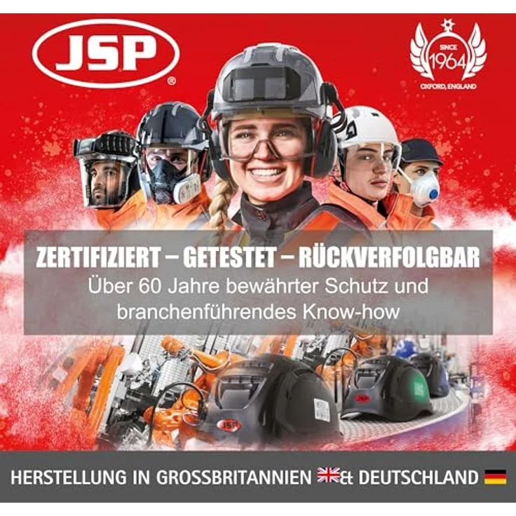 EVO VISTALENSTM Sicherheitshelm mit integrierter Schutzbrille - Weiß-Smoke (JSP AMB170-005-F00) – Bild 14