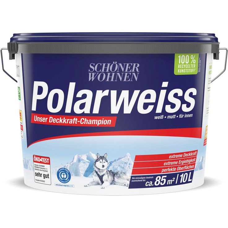 Schöner Wohnen Farbe Wandfarbe 'Polarweiß' matt, geruchsarm, umweltverträglich, 10 l