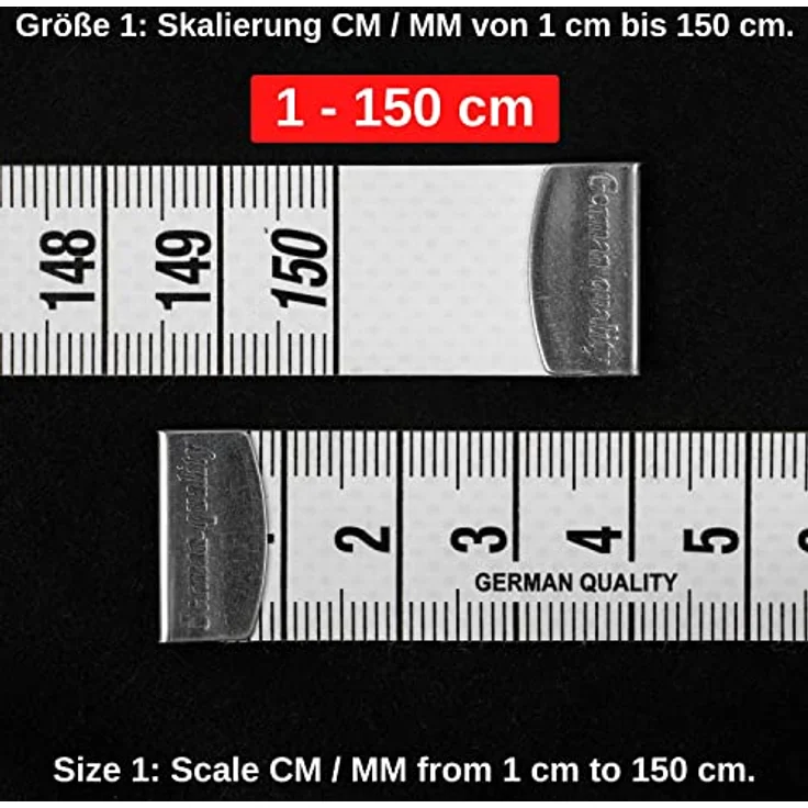 Schneidermaßband, universal Maßband mit 150 cm Gesamtlänge, 2 Pack, 2 in 1 Maßband mit CM und INCH Skalierung, Ausmessung von Kleidung, Körper-Fett, Rollmaßband, Messband, aus Glasfieber Kunststoff – Bild 2