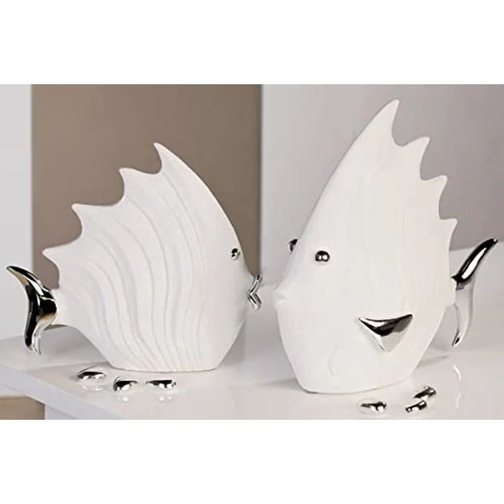 Casablanca Figur Fisch Poly weiss silber 26 cm 59835 – Bild 3