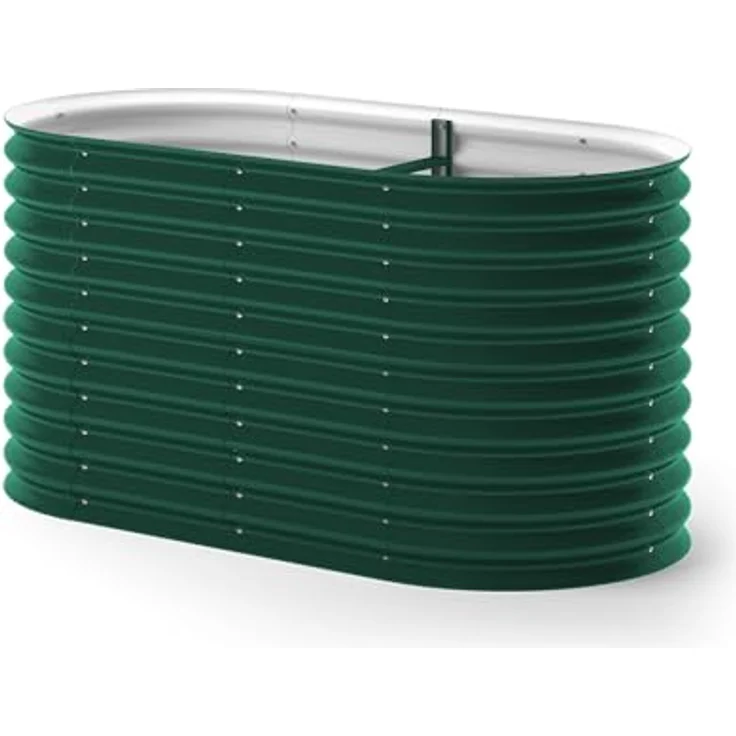 ok-Living Hochbeet Kräuterbeet oval 160x80x82cm, grünes Gemüsebeet aus verzinktem Stahl für Garten und Frühbeet Aufzucht – Bild 2
