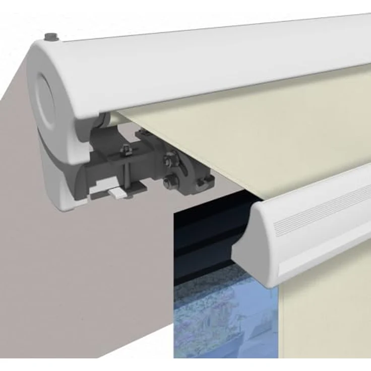 Eclipse Kassettenmarkise Größe: 3,50 x 3,00 Meter Standard manuell 3,5x3m, Weiß, UV-Schutzfaktor 50+, Windstärke 5, inkl. Handkurbel – Bild 3