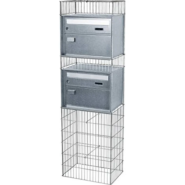 bellissa Briefkasten-Gabione SPLÜGEN 2-95820 - Postkasten mit 2 Brief- und Paketfächern - 44 x 31 x 145 cm – Bild 2
