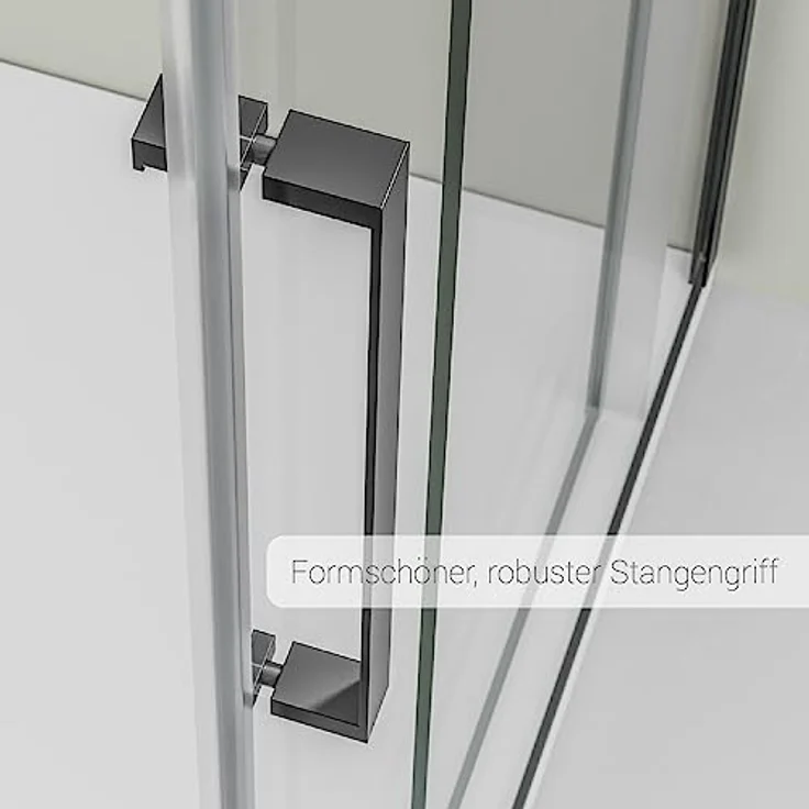 NEXTREND Eckdusche DX906 FLEX, Schiebetür mit Soft-Close, 8 mm Nano Echtglas, Schwarz matt, Breiten wählbar, 120 cm Schiebetür-Element und 80 cm Seitenwand – Bild 6