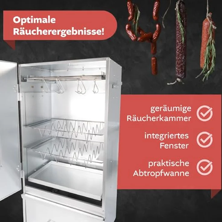 LEMODO Räucherofen 80x39,5x27,5 cm, Kalträucherofen mit Thermometer, umfangreichem Zubehör und großer Räucherkammer, Tischräucherofen zur Fisch-, Fleisch- und Käseherstellung – Bild 5