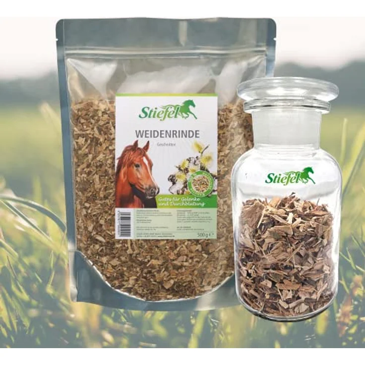 Stiefel Weidenrinde für Pferde, 100% natürliche Weidenrinde, Gelenkbeschwerden & Stoffwechselproblemen, schmerzlindernde & entzündungshemmende, Positive Wirkung bei Rheuma & Arthrose, 500 g – Bild 2