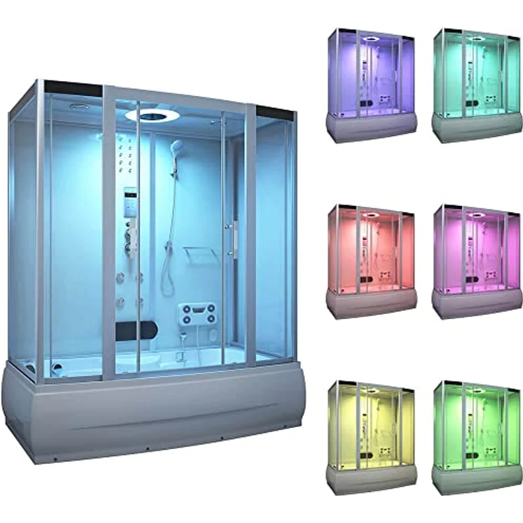 Home Deluxe Dampfdusche DIAMOND BIG Weiß - inkl. Radio, Regendusche und komplettem Zubehör - 190 x 100 x 220 cm, Dampfsauna, Badewanne, Whirlpool – Bild 8