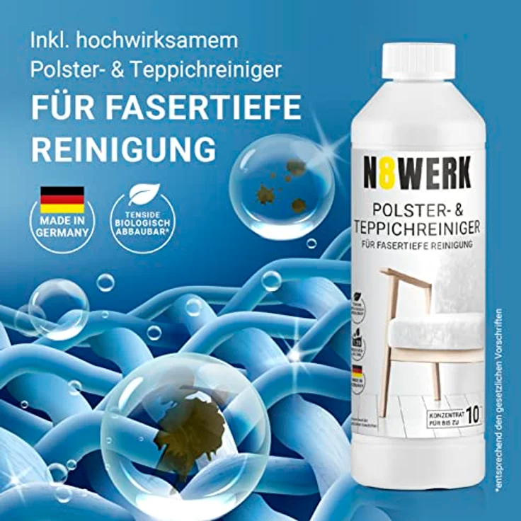 N8WERK Sprüh- und Waschsauger Deep Clean mit Sprühfunktion für Tiefenreinigung | Nass-& Trockensauger für Polster, Teppiche, Hartböden | Inkl. Hepa Filter, Reinigungsmittel, Dual Tank System – Bild 5