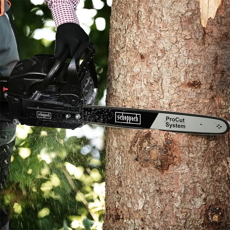 Scheppach Benzin Kettensäge 2,45 PS Motorsäge 45 cm mit ProCut Schwert CSP50 – Bild 2