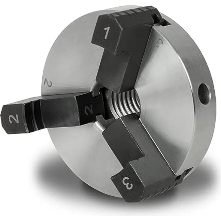 EBERTH Dreibackenfutter 80 mm, 3" Selbstzentrierend mit Anschluss-Gewinde 1"-8 TPI, inkl. Spannwerkzeug, Hochwertiges Drechselfutter für Holz, Metall und Kunststoff – Bild 2