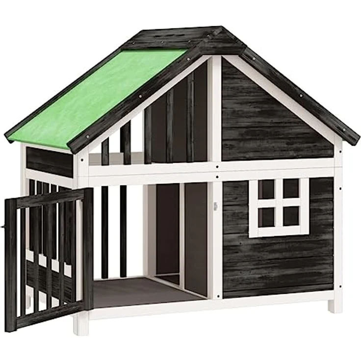 vidaXL Hundehütte Grau 96x60,5x87 cm Massivholz Kiefer – Bild 3