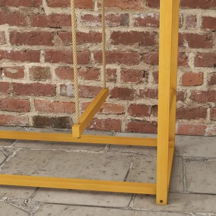 PawHut Hühnerstall Spielplatz mit Schaukeln und Leiter, Naturholz, für 3-4 Hühner, 100x110x70 cm, gelb – Bild 8