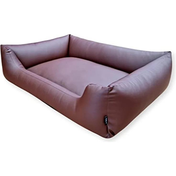 4L Textil Mario Wasserfestes Hundebett aus Kunstleder (100x70 cm, Braun) - Robust, Wasserabweisend, Leicht zu reinigen – Bild 1