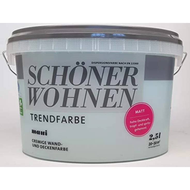 SCHÖNER WOHNEN FARBE SW Trend Wandfarbe matt 2,5L Maui 6650, lösemittel- und weichmacherfrei, hochdeckend und scheuerbeständig – Bild 2