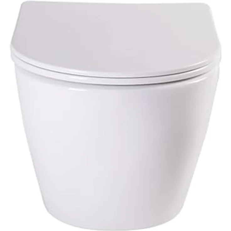 sanicomfort Hänge WC Set Aliki, Spülrandloses Wand-WC Tiefspüler aus weißer Sanitärkeramik, kompakt mit Soft-Close WC-Sitz – Bild 4