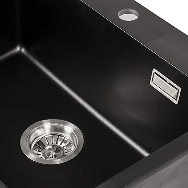 Stabilo Sanitär Einbauspüle "Kingston" Granitspüle 450 mm x 600 mm x 215 mm mit Zubehör schwarz Granitoptik – Bild 4
