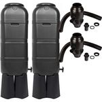 Ondis24 Regentonne 2X 100 Liter Doppelpack schwarz, für Balkone und Terrasse, inkl. Zubehör