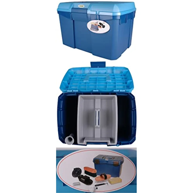 Kerbl Fellbürste Putzbox 7-teilig befüllt 321775 (1-tlg), Komplett mit herausnehmbarem Einsatz – Bild 3