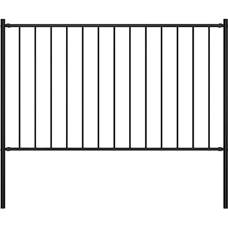 vidaXL Zaunpfosten, Zaunfeld mit Pfosten aus pulverbeschichtetem Stahl, witterungsbeständig, schwarz, 1,7 x 1 m – Bild 1