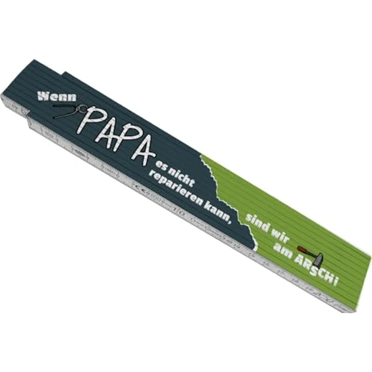 speecheese Meterstab aus Holz, Zollstock mit Spruch "Wenn Papa es nicht reparieren kann, sind wir am Arsch!", 24x3,5 cm, 10 Gelenke für Handwerker und Bastler – Bild 1