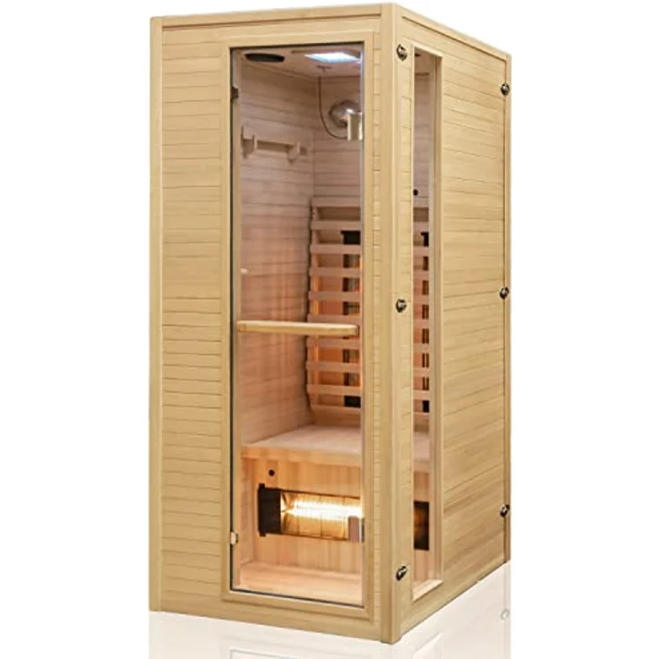 Dewello Infrarotkabine Infrarotsauna CALGARY 90cm x 90cm inkl. Vollspektrumstrahler, Bodenstrahler – Bild 2