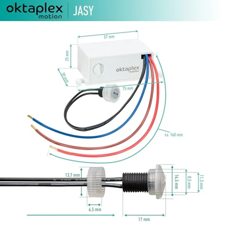 Oktaplex motion Oktaplex Jasy Einbau Dämmerungssensor aussen und innen Lichtsensor IP65 Dämmerungsschalter weiss 230V – Bild 4
