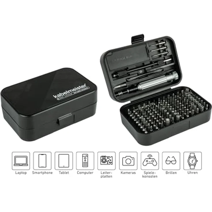 Kabelmeister Präzisions-Schraubendreher-Set, 150 Teile, Chrom-Vanadium-Stahl, inkl. 117 C4 und 3 C3 Bits, kompakte Aufbewahrung – Bild 3