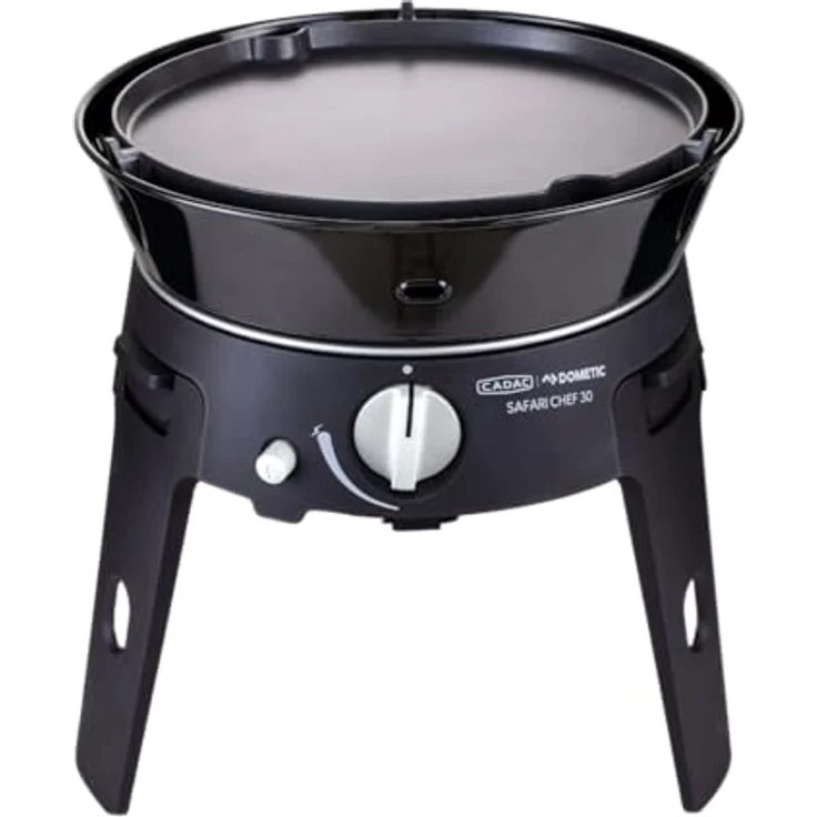 Cadac Safari Chef 30 LP Deluxe Gasgrill Campinggrill ø 30 cm, leichtgewichtig und kompakt, inkl. 4 Grilloberflächen, Tragetasche, schwarz – Bild 2