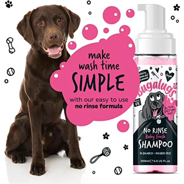 Bugalugs Tiershampoo Baby Fresh, Hundeshampoo ohne Wasser (200ml), Trockenshampoo für Hunde, made in UK – Bild 9