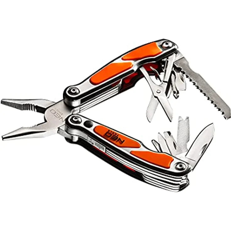 NEO TOOLS Mini-Mehrzweckwerkzeug mit LED, 12 Teile, Aluminium-Griffe, 150mm Gesamtlänge – Bild 1