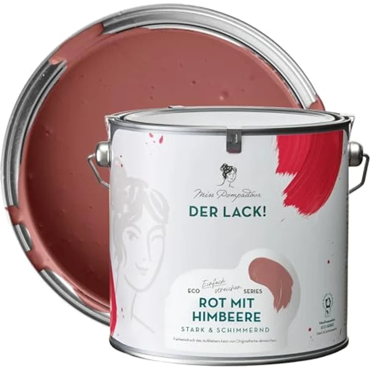 MissPompadour Holzfarbe Rot mit Himbeere, 2,5L seidenmatte Möbelfarbe für Innen & Außen, witterungsbeständig und hohe Deckkraft – Bild 1