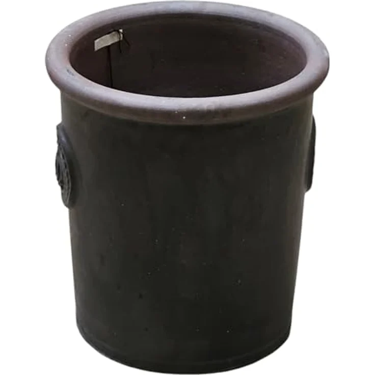 Teramico Pflanzgefäß Blumentopf Übertopf Krone Steinzeug glasiert Weiß Grau Türkis 34cm 45cm absolut Frostfest und witterungsbeständig (Anthrazit, 34cm x 38cm) – Bild 3