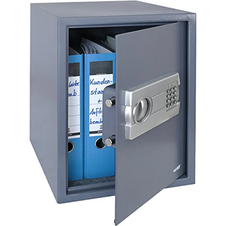 HMF 4612812 Tresor, Möbeltresor A4 Ordner, Elektronikschloss, 36,0 x 48,0 x 37,0 cm, anthrazit – Bild 1