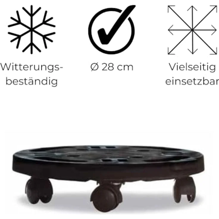GarPet Transportroller rund Rollbrett Transport Hilfe Möbel Pflanzen Blumen Roller 30, Witterungsbeständig, Belastbar bis 170 kg, Kunststoff reines Polypropylen (PP) – Bild 5