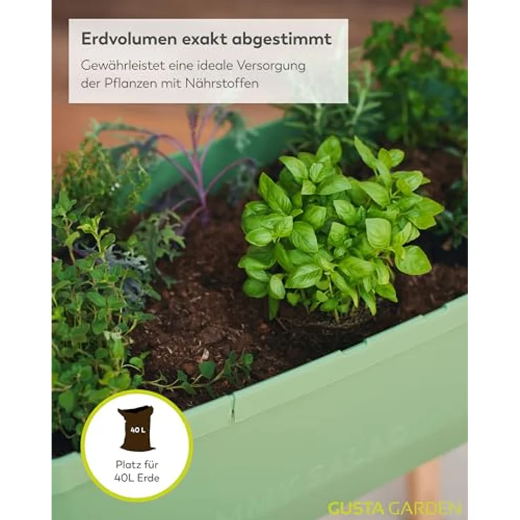 GUSTA GARDEN Sammy Salad Hochbeet Dunkelgrün - Hochbeet Balkon & Garten - Abnehmbare Haube & Bewässerungssystem - 15L Wassertank & 40L Erdvolumen – Bild 5
