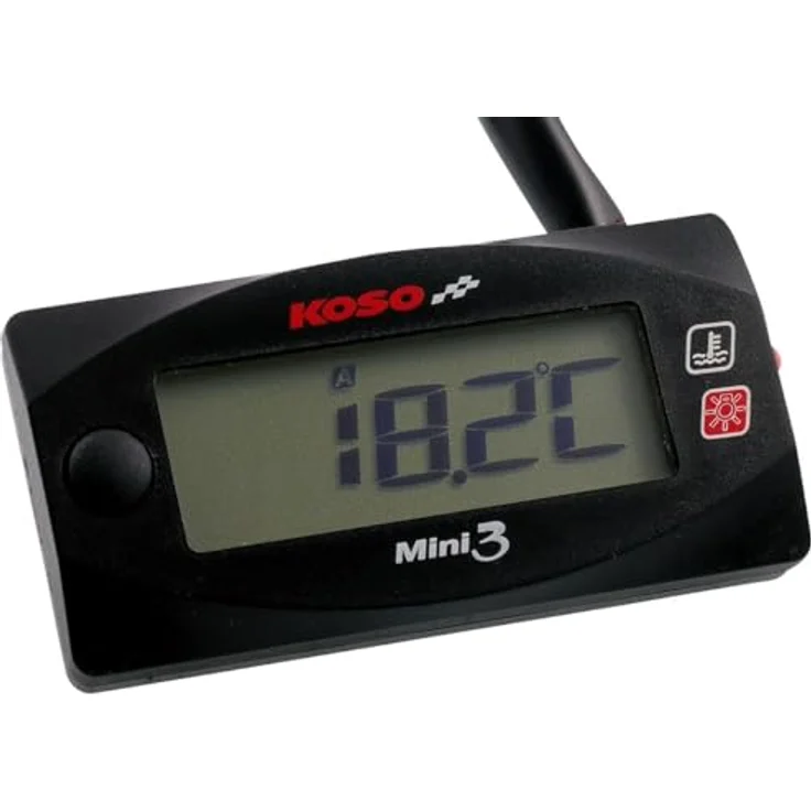 Koso Digital Thermometer + Hygrometer, Doppelthermometer für Wasser- und Öltemperatur, Überhitzungswarnung, Schwarz – Bild 1