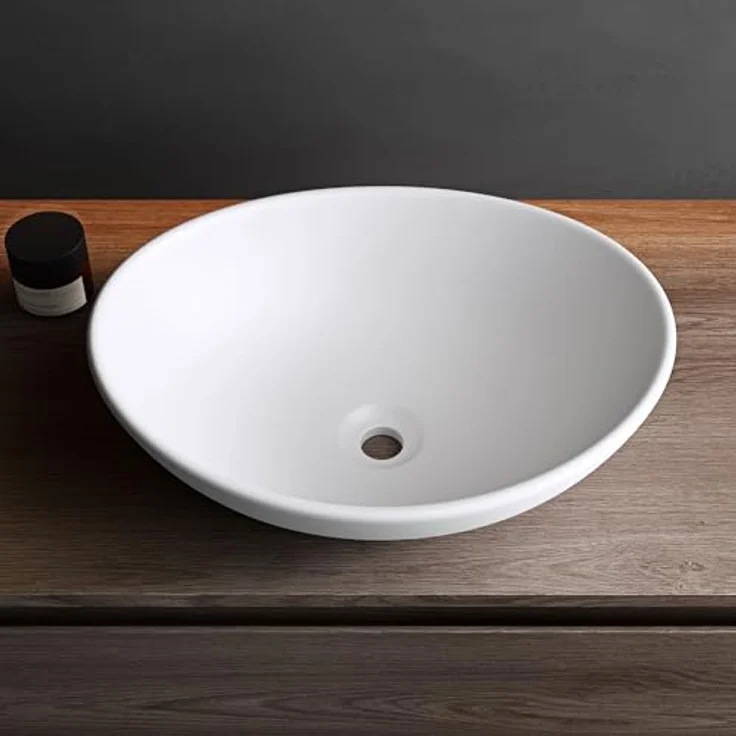Mai & Mai: Aufsatzwaschbecken Keramik Oval, Nano-Beschichtung Weiß Matt Brüssel205 – Bild 4