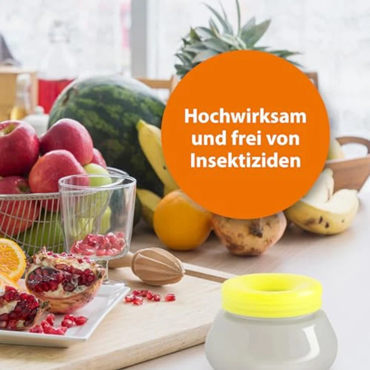 ARDAP Fruchtfliegenfalle - Hochwirksamer Lockstoff zur Reduktion von Fruchtfliegen & Essigfliegen, Insektizidfrei - 60 ml, dekoratives Design, Langzeitwirkung bis zu 6 Wochen, Blau – Bild 3