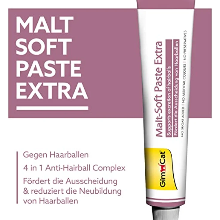 GimCat Malt-Soft Paste Extra - Anti-Hairball Katzensnack fördert Ausscheidung von Haarballen - 1 Tube (1 x 50 g) – Bild 2