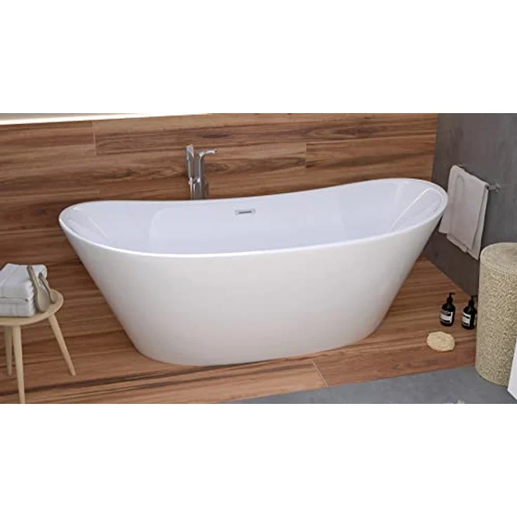 BAD LAND Rossa, Freistehende Badewanne 170x80 aus Acryl mit Klick-Klack Ablaufsystem, Modernes Design – Bild 3