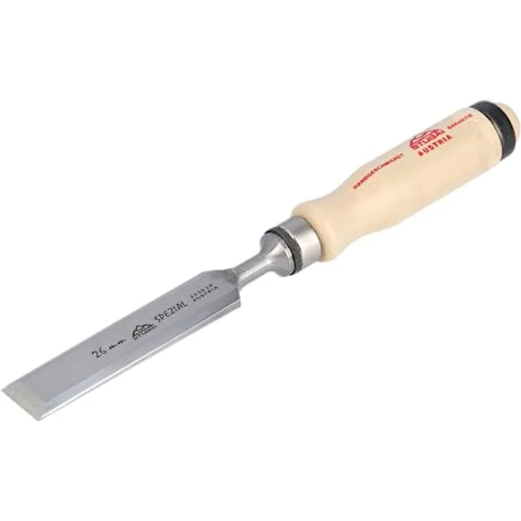 STUBAI Spezial Stechbeitel mit Holzgriff aus Weißbuche, schwedische Form, Ø 26 mm, Stemmeisen zur präzisen Bearbeitung von Holz, Stecheisen für Schreiner Tischler Heimwerker