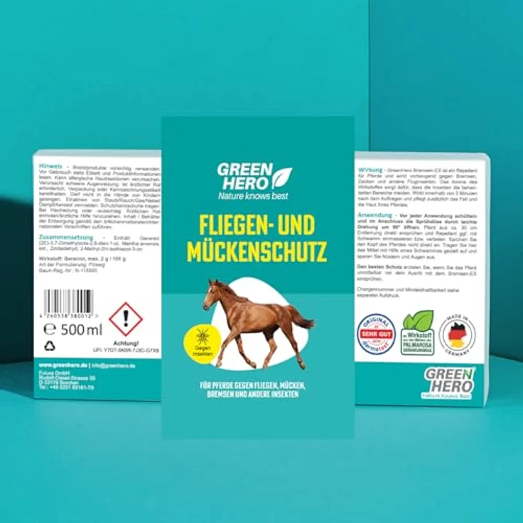 GreenHero Insektenspray Bremsen EX für Pferde, 500 ml - Hochwirksamer Schutz gegen Fliegen, Bremsen und Zecken mit ätherischen Ölen – Bild 6