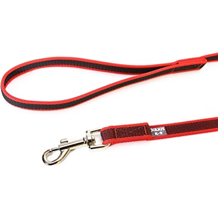 JULIUS K-9 IDC Color & Gray gumierte Leine, 20 mm x 1 m mit Schlaufe, strapazierfähiger Textilstoff, Rot-Grau – Bild 2