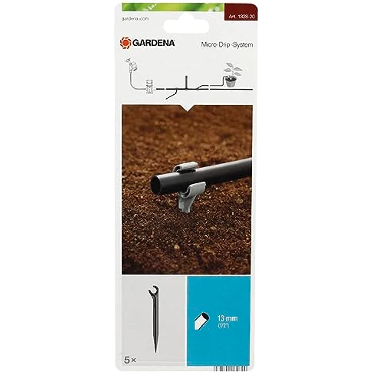 GARDENA Micro-Drip-System Rohrhalter: Leitungshalter mit 13 mm (1-2 Zoll), Führung und Befestigung des Verlegerohres und Tropfrohres in der Erde (1328-20) Bewässerungszubehör – Bild 3