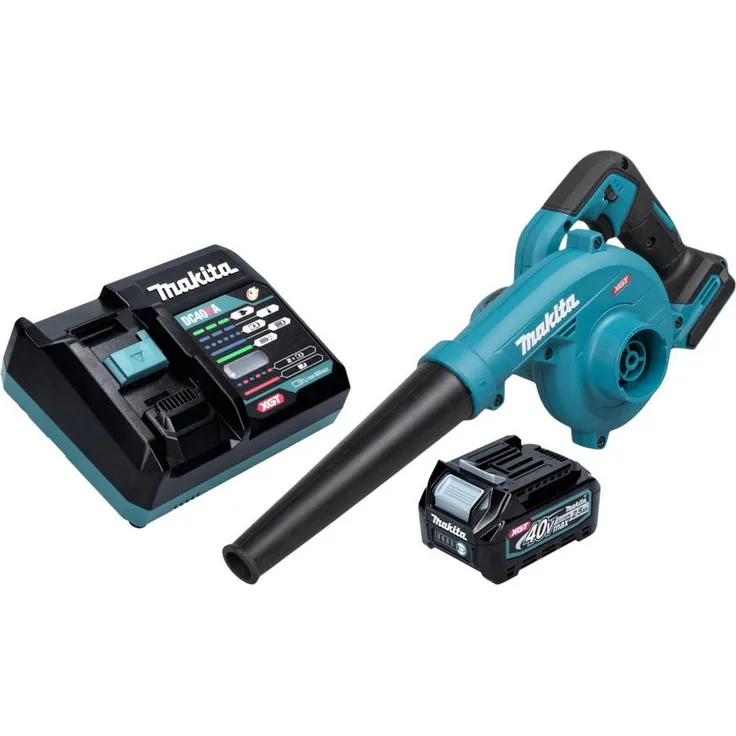 Makita UB002GD Akku-Laubbläser 40 V max., mit 1x 2,5 Ah Akku und Schnell Ladegerät, dreistufige Luftmengenregelung, XPT Schutztechnologie